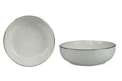 ASSIETTE CREUSE BORD DORE PORCELAINE 15.2CM