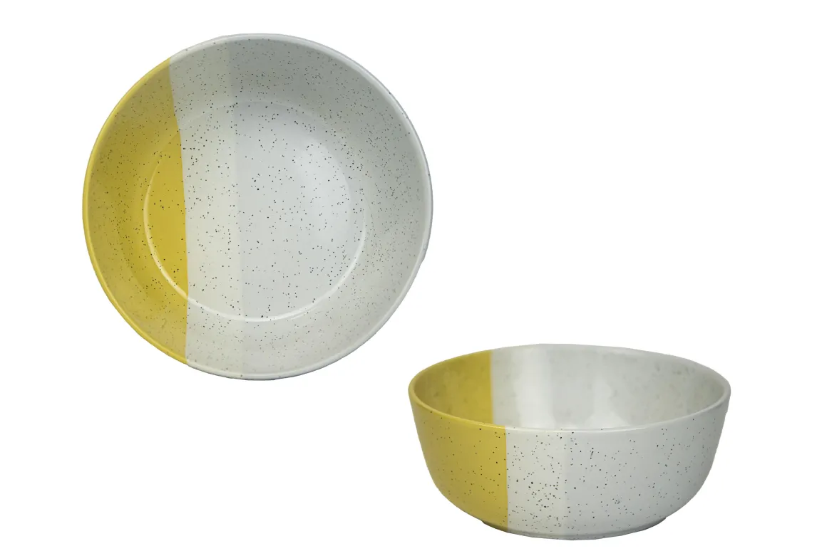 ASSIETTE CREUSE GEO 16CM JAUNE GRES