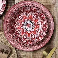 ASSIETTE CREUSE JAIPUR ROUGE D.20CM