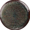 ASSIETTE DESSERT EMAIL REACTIF EFFET CORAIL BLEU MARRON 20CM