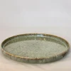 ASSIETTE DESSERT VERT PORCELAINE EMAIL REACTIF 20CM