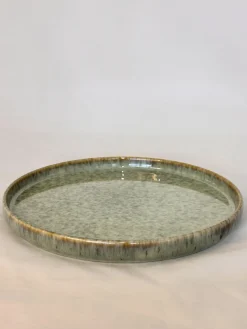 ASSIETTE DESSERT VERT PORCELAINE EMAIL REACTIF 20CM