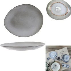 ASSIETTE GALET 22X18CM AU GRES DU TEMPS GRIS