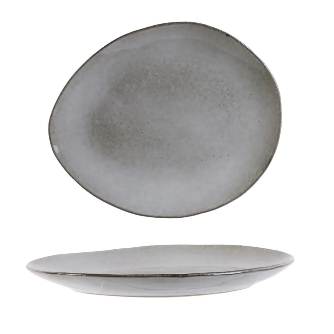 ASSIETTE GALET 22X18CM AU GRES DU TEMPS GRIS