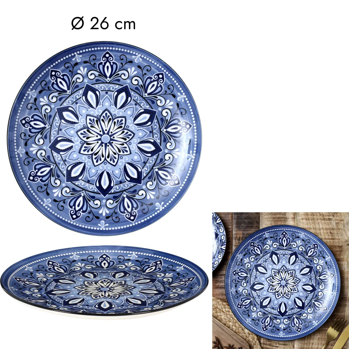 ASSIETTE JAIPUR BLEUE D.26CM