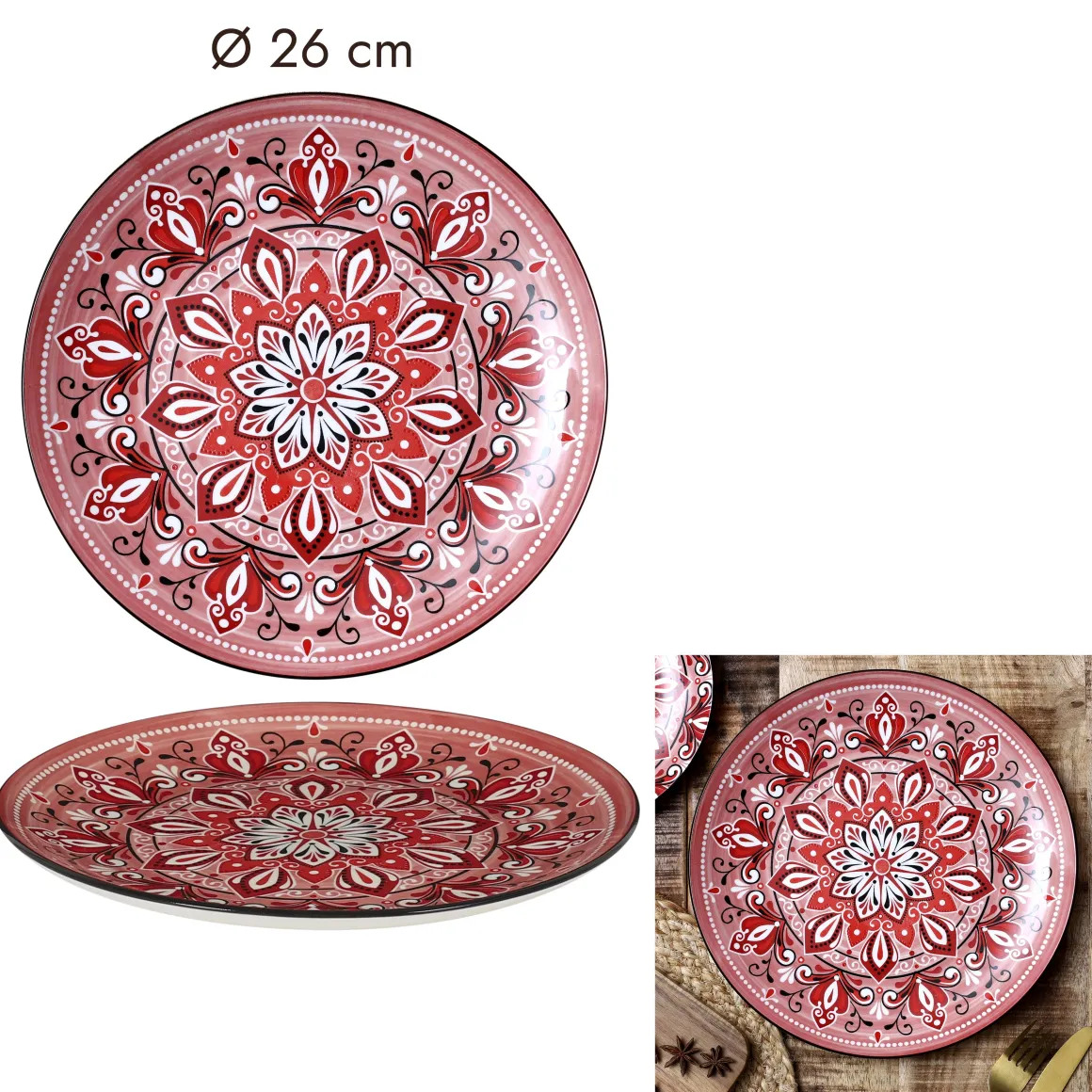 ASSIETTE JAIPUR ROUGE D.26CM
