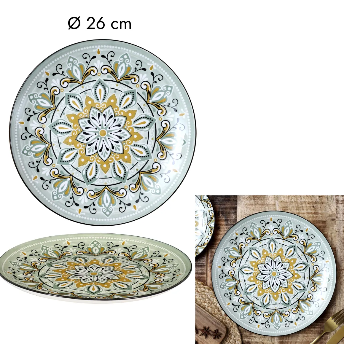 ASSIETTE JAIPUR VERTE D.26CM