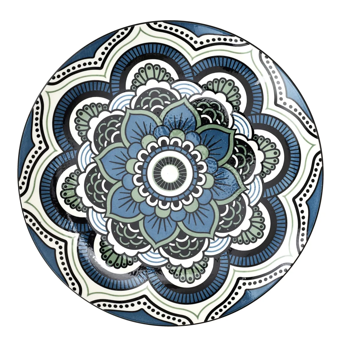 ASSIETTE MANDALA BLEU D.26CM