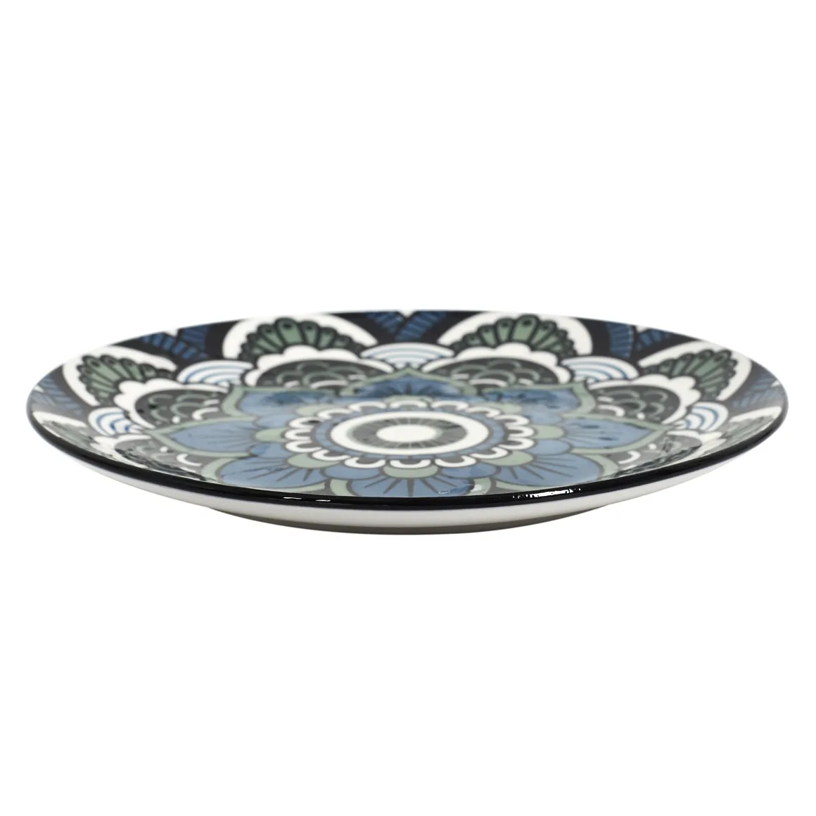 ASSIETTE MANDALA BLEU D.19CM