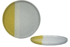 ASSIETTE PLATE GEO 27CM JAUNE GRES