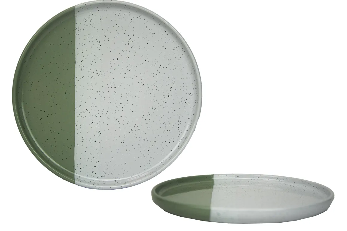 ASSIETTE PLATE GEO 27CM VERT GRES