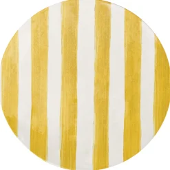 ASSIETTE PLATE GRES DECOREE FORME COUPE JAUNE 26CM