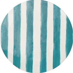 ASSIETTE PLATE GRES DECOREE FORME COUPE BLEU 26CM