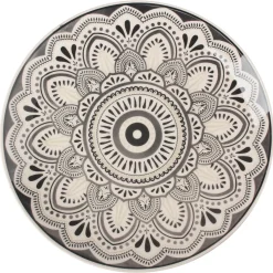 ASSIETTE PLATE GRES DECOREE FORME COUPE GAZELLE BLACK 26CM