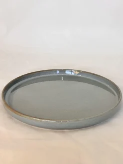 ASSIETTE PLATE GRIS PORCELAINE EMAIL REACTIF 24.5CM
