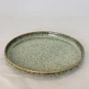 ASSIETTE PLATE VERT PORCELAINE EMAIL REACTIF 24.5CM