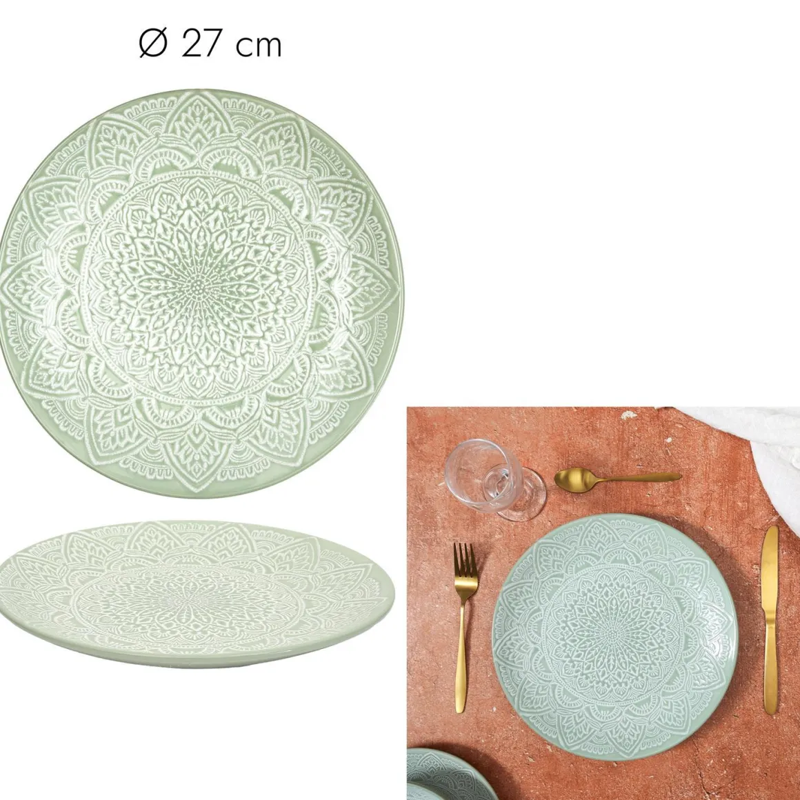 ASSIETTE SAHARA VERT D.27CM