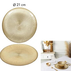 ASSIETTE VERRE DOREE D.21CM