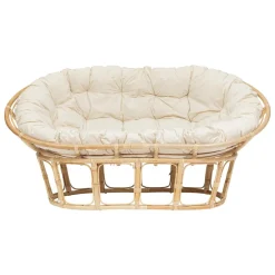 BANQUETTE 2 PLACES ROTIN MAMASAN BLANC