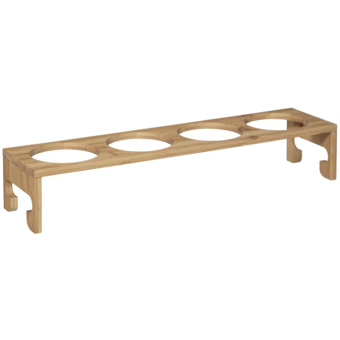 BOCAL VERRE X4 PIECES AVEC SUPPORT BAMBOU