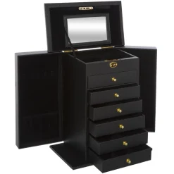 BOITE A BIJOUX NOIR TIROIR H.36CM