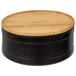 BOITE A BISCUITS NATUREO CERAMIQUE COUVERCLE BAMBOU NOIR