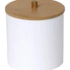 BOITE A COTON ET COTON TIGES BLANC COUVERCLE BAMBOU