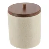 BOITE A COTON POLYRESINE COUVERCLE ACACIA NATUREL ACACIA