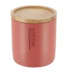BOITE A COTON POLYRESINE COUVERCLE BAMBOU TERRACOTTA