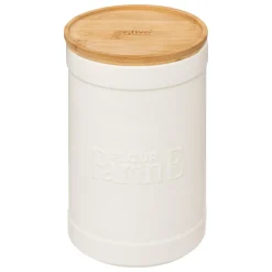 BOITE A FARINE NATUREO CERAMIQUE COUVERCLE BAMBOU BLANC