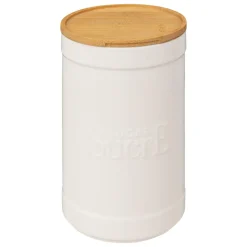 BOITE A SUCRE NATUREO CERAMIQUE COUVERCLE BAMBOU BLANC