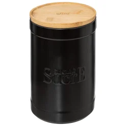 BOITE A SUCRE NATUREO CERAMIQUE COUVERCLE BAMBOU NOIR