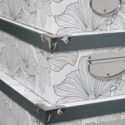 BOITE COIN METAL DELICAT NOIR ET BLANC 40X26.5X13.8CM