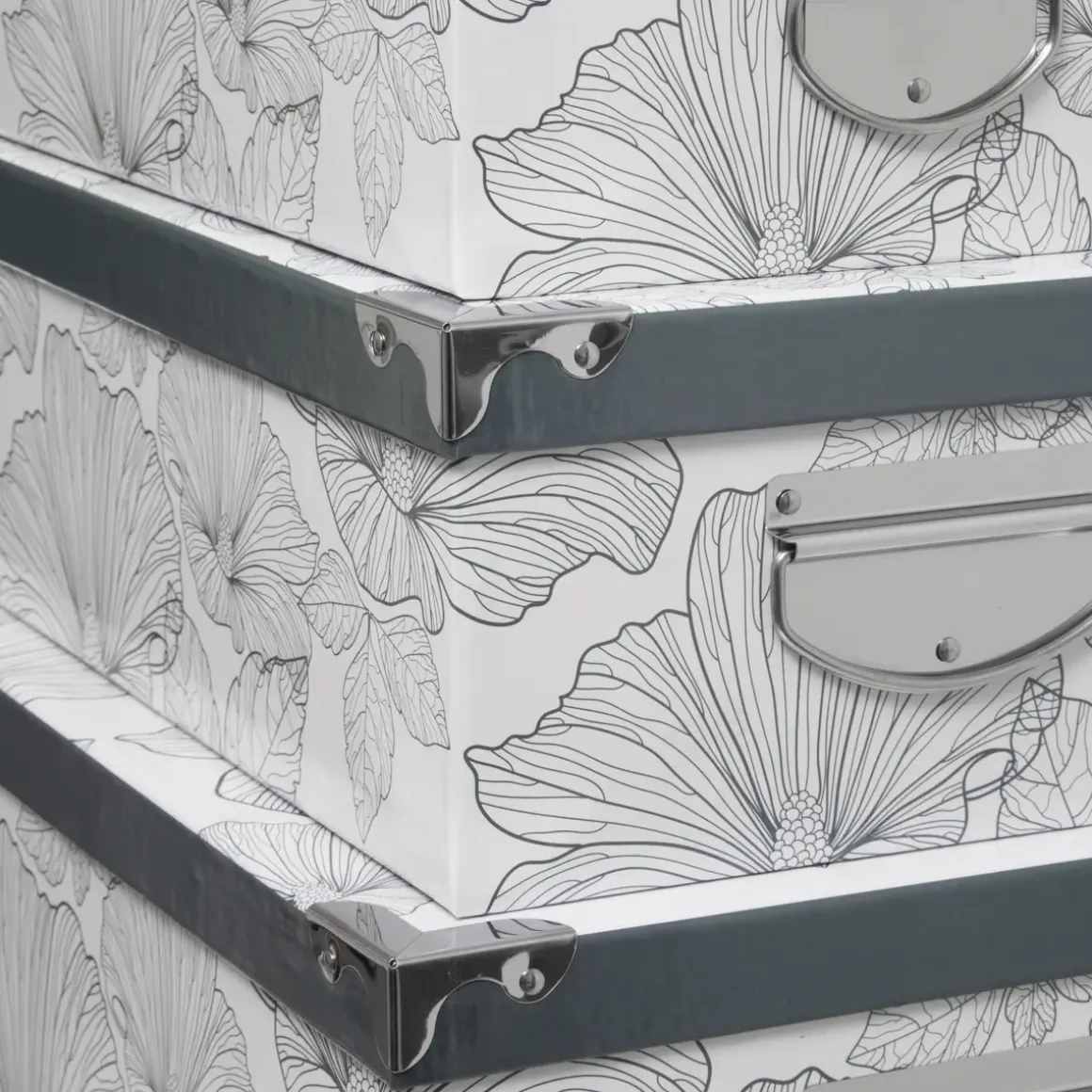 BOITE COIN METAL DELICAT NOIR ET BLANC 32X21.5X11.8CM