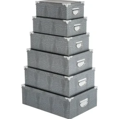 BOITE COINS METAL CROCO GRIS D.44X31X15CM