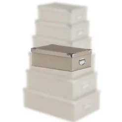 BOITE COINS METAL CROCO TAUPE 44X31X15CM