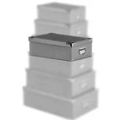 BOITE COINS METAL CROCO TAUPE 44X31X15CM