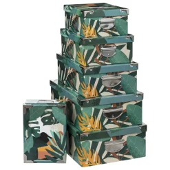 BOITE COINS METAL IMPRIME TROPIQUE D.48X33.5X16CM