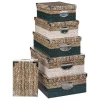 BOITE COINS METAL NATUREL PETROLE BLANC D.44X31X15CM