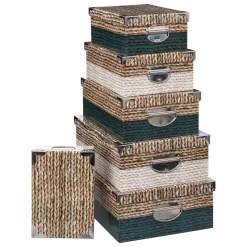 BOITE COINS METAL NATUREL PETROLE BLANC D.44X31X15CM