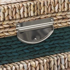 BOITE COINS METAL NATUREL PETROLE BLANC D.36X24.5X12.5CM