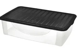BOITE DE RANGEMENT DESSOUS DE LIT COUVERCLE NOIR 27L