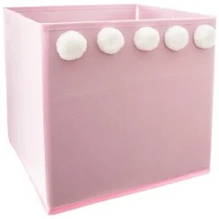 BOITE DE RANGEMENT POMPON ROSE 29X29CM