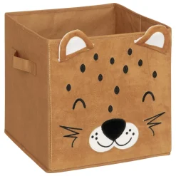BOITE DE RANGEMENT VELOURS LEOPARD 29X29CM