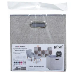 BOITE DE RANGEMENT 31X31CM GRIS CLAIR CHINE