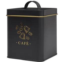 BOITE METAL NOIR ET DORE CAFE