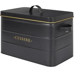 BOITE METAL NOIR ET DORE CUISINE