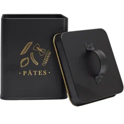 BOITE METAL NOIR ET DORE PATES