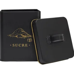 BOITE METAL NOIR ET DORE SUCRE