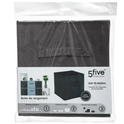 BOITE RANGEMENT VELOURS GRIS FONCE 31X31CM